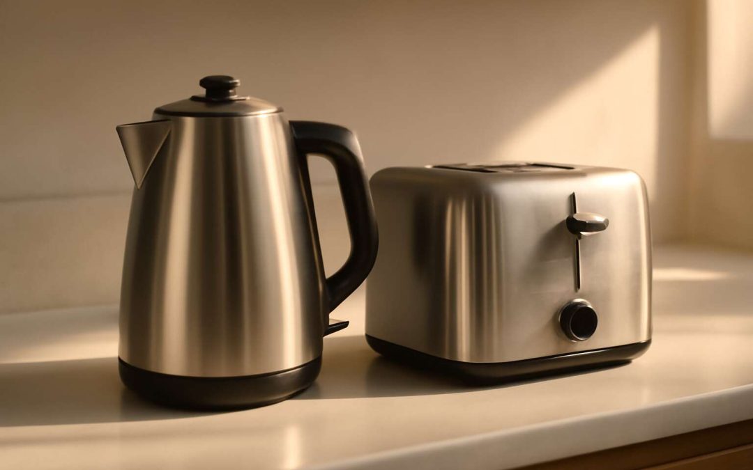 Elevate Your Kitchen with the Stylish and Durable Stainless Steel Kettle Toaster Trio