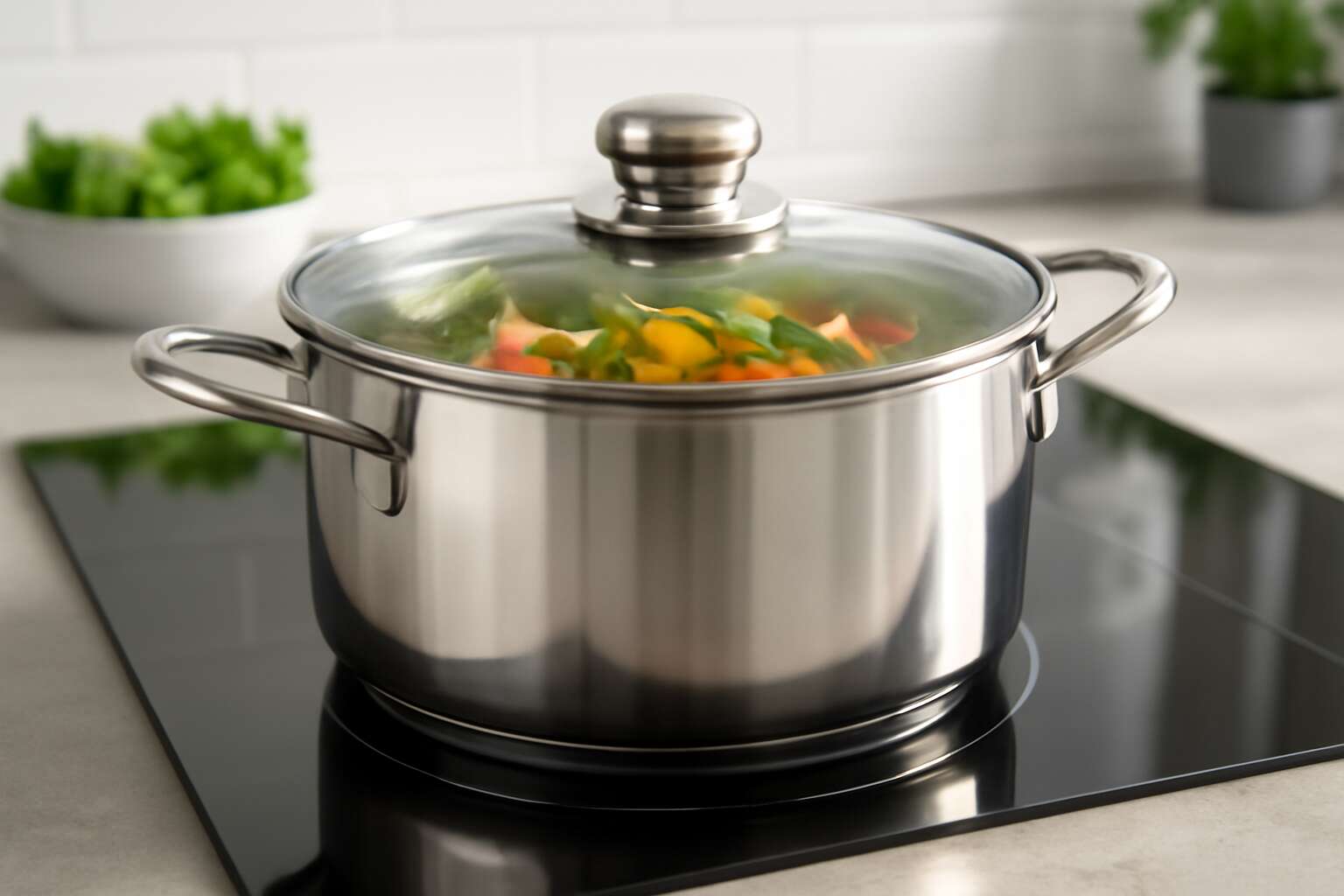 stainless steel pots with glass lids