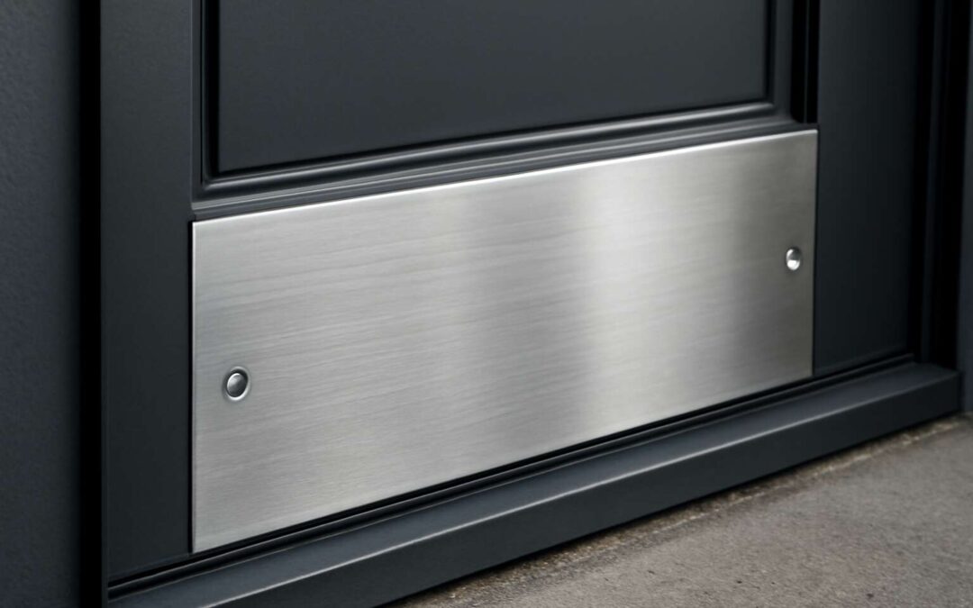 Upgrade your entry with stainless kick plate for durable, stylish protection.
