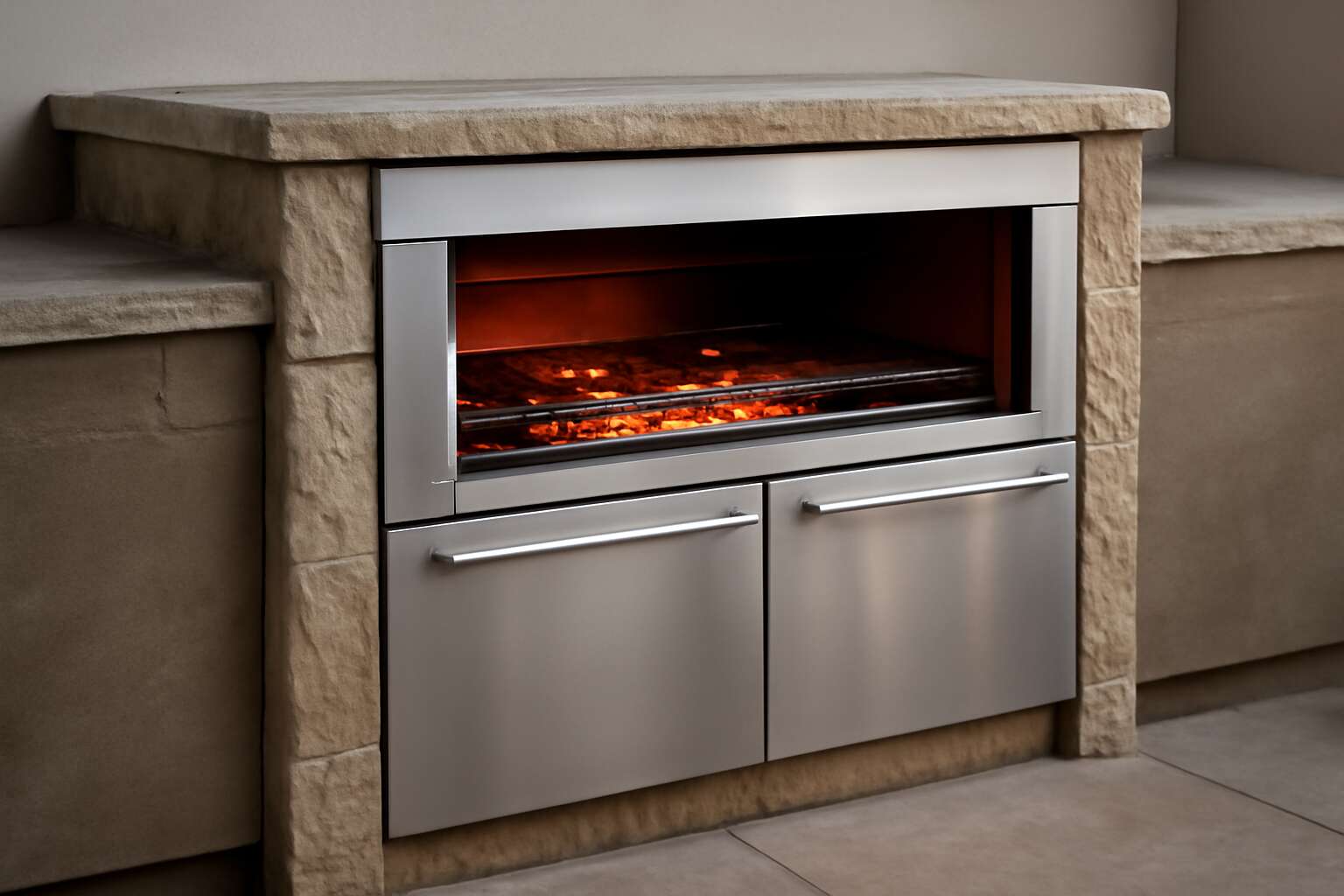 built in stainless steel braai